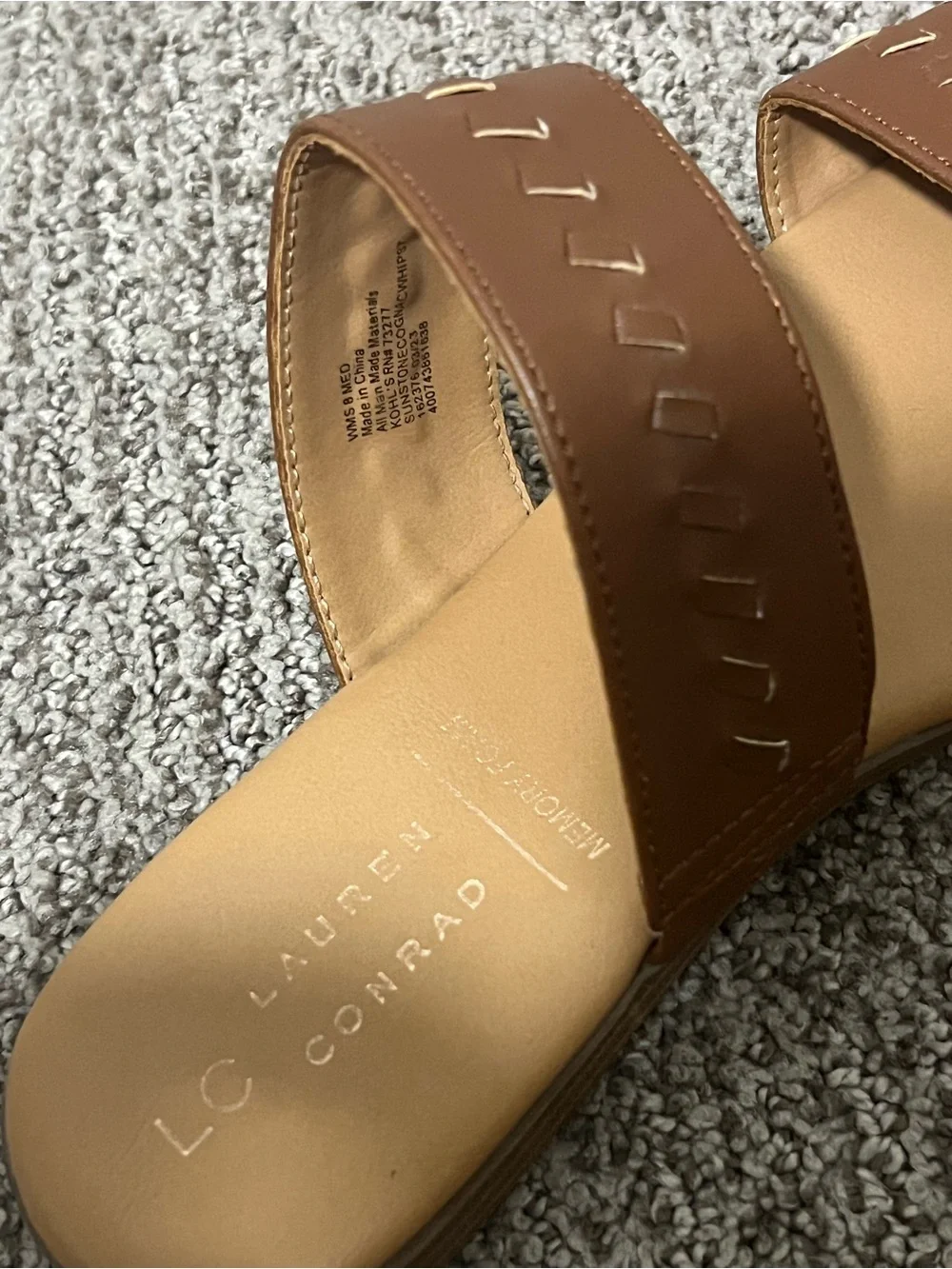 LC Lauren Conrad Brown Double-Strap Slide Sandals
